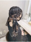 編みカチュお花ツイン