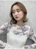 外ハネボブ*くびれボブ*前髪なし*センターパート*透明感カラー