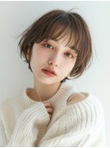 春の透明感ベージュ×ショートボブ
