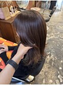 ケアカラーヘーゼルベージュ顔まわりミディアムレイヤーカット