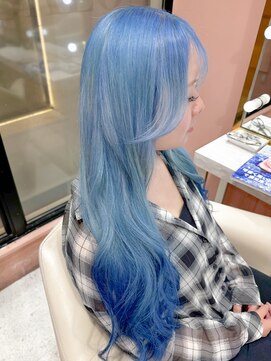 ブルーカラー/アッシュカラー/水色カラー/裾カラー/ブリーチ