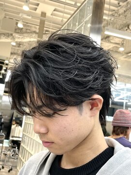 フィフスパーク(fifth PARK) 渋谷センターパートフェザーパーマ色気毛流れパーマメンズカット