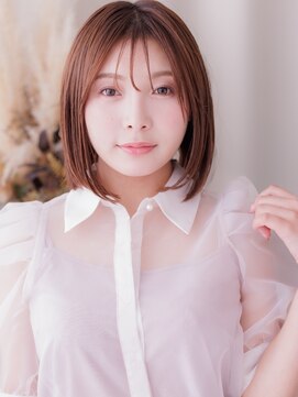 カバーヘア ブリス 大宮西口(COVER HAIR bliss) 艶髪ピンクブラウンブリーチなし切りっぱなしボブレイヤー20代a