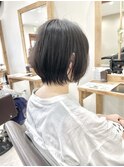 ボブショート×グレージュアッシュ/グレージュカラー