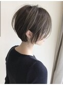 前髪なし小顔ひし形丸み耳掛けショート20代30代40代50代（蘭）