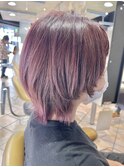 20代30代40代シアーピンク透明感くびれボブ外ハネブリーチなし