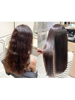 髪を守り自然に仕上げる新しい縮毛矯正◎髪への負担を最小限に、上品でしなやかな美髪へ[髪質改善/銀座]