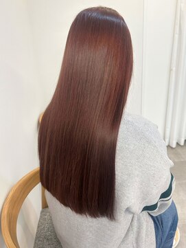 ミュラ(mulah) ブリーチなし暖色カラーチェリーレッド＊艶髪ストレートロング