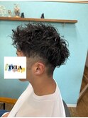 ジェットモヒカン×ツイストスパイラルパーマ【TELA HAIR】