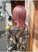 ピンクカラー/くすみピンク/ピンクベージュ/ブリーチ/ミディアム