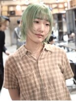 ドゥーア 代官山(Door) #ペールグリーン#レイヤーボブ#レイヤーカット#ハイトーン