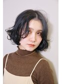 大人可愛い黒髪くせ毛風ナチュラルボブ 20代30代40代