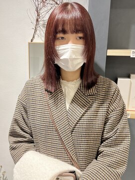 ラミエバイメルト 下北沢(lamie by melt) 村上/ピンクブラウン顔まわりレイヤー前髪カット大人かわいい