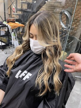 ラフ(LAFF) #バレイヤージュ#グレージュカラー#ボブウルフ#ココアベージュ