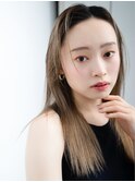 フェイスレイヤー長めバングシンプルストレートパーマ大人女子