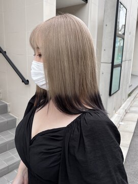 アソビセカンド 原宿(ASOBI 2nd) ダブルカラー/黒髪/ボブルフ/ネビージュ/原宿/前髪/ベージュ