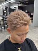 熊本メンズカラー　ハイトーンカラー　ミルクティーカラー