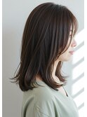 30代40代50代フェイスレイヤー内巻きミディアム髪質改善白髪染め