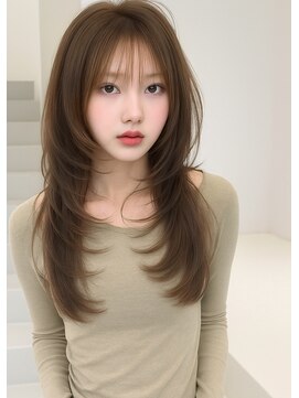 ケア 神戸(CARE) 人気ロングレイヤー ハッシュカット ワンホンヘア 神戸 韓国ヘア