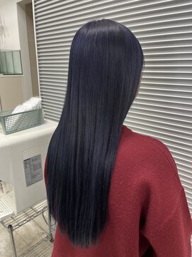 ツヤ感重視 ネイビーブルーストレート