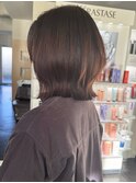 ウォームブラウンココアブラウンくびれボブ