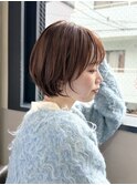 大人ショートフレンチボブ前髪ありベージュ系カラーK20260313