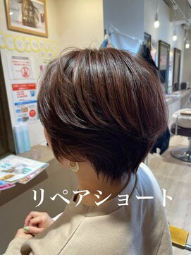 ハピエル ヘアークルー(HAPPYEL hair crew) イメチェン艶カラーナチュラルブラウン大人ノーブルショート