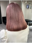 4565ニュアンスカラーカシスレッドヘルシースタイルぱっつん前髪