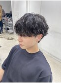 無造作パーマ波巻きツイストスパイラルパーマツーブロック栄