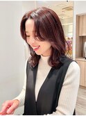 レイヤーカット*センターパート*暖色チョコブラウンカラー*美髪