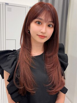 シティーバイローウェ 表参道(City/louwe) ワンカールレイヤー/ロングレイヤーカット/ピンクブラウン