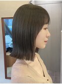 結べるボブ顔周りカット切りっぱなしボブオリーブベージュ表参道