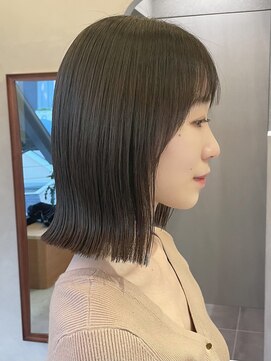 ロンド ボーイ 表参道(Lond BOY) 結べるボブ顔周りカット切りっぱなしボブオリーブベージュ表参道