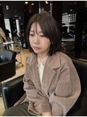 くすみ艶ブラウン　くびれボブ