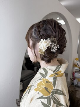 サイド編込みシニヨン