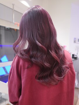 ピンク ラベンダー ケアブリーチ1回 ボルドー ワインレッド