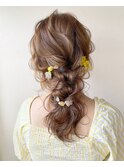 ヘアセット ダウンスタイル 編みおろし