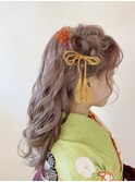 ツインお花ダウンスタイル　袴　着付け