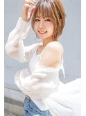 ミディアムヘアデザインカラー暗めカラーフェイスフレーミング