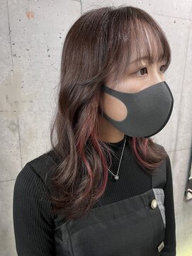 フラット(FLAT) インナーカラー×ピンク