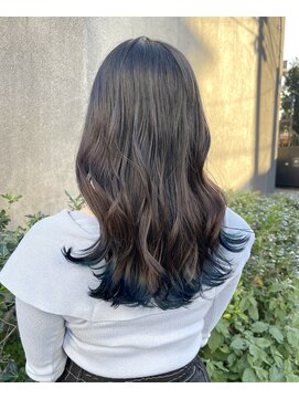 マノハル(MANOHARU) ネイビーパープル裾カラー エンドカラー 推しカラー