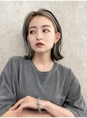 デザインカラー前髪インナーカラーベージュハイトーンカラー韓国