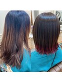 髪質改善ストレート＋裾カラー10代・20代・30代