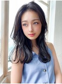 シャギーレイヤー韓国ワンホンヘアシースルーぱっつん前髪