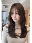 バタフライカットハッシュカットマレットヘアチェリーレッド