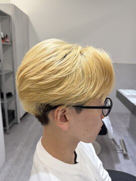 become men's hair 名駅EAST【10月3日 NEW OPEN(予定)】 ブロンドセンターパート/ブリーチ/ハイトーン/毛流れ/名古屋