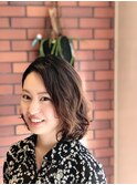 直毛さんでも　大きくふんわりパーマ