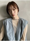 斜めバング/グレージュカラー/デザインカラー/シルキーベージュ