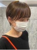 顔周りが可愛いショートボブ 丸みショート