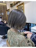 ぱつっとボブ　グレージュ　切りっぱなし　西田大樹
